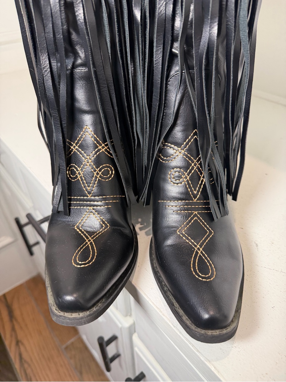 **SOLD**Wetkiss Fringe Cowboy Boots Women's 8 Black Western Boots Festival - Picture 2 of 9